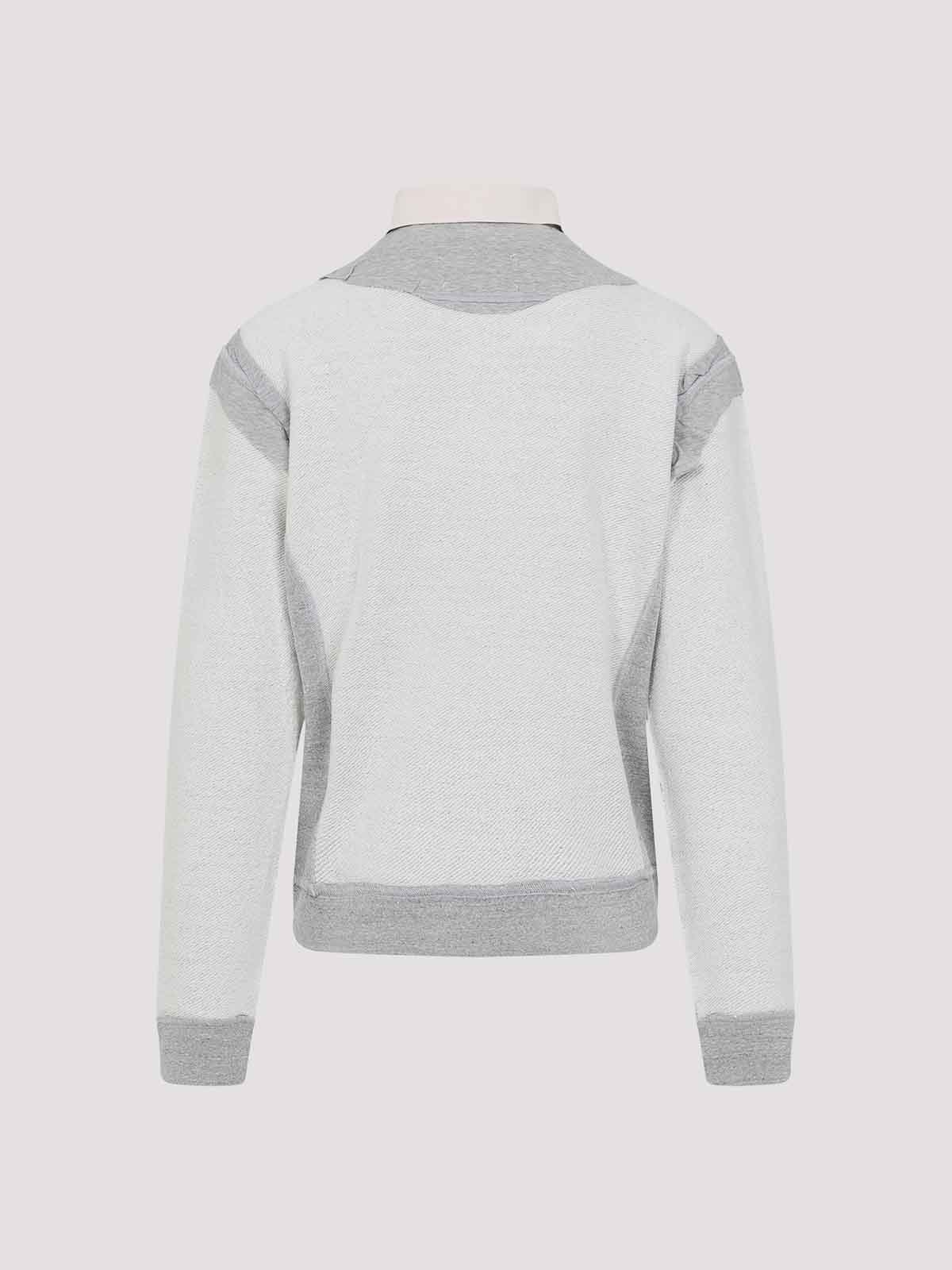Maison Margiela Cotton Hoodie With Pointed Collar And Side Pockets In Gray