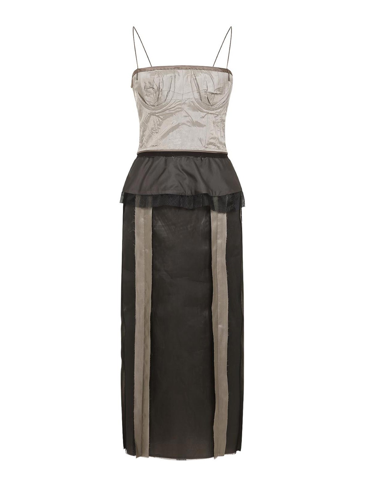 Maison Margiela Multicolor Silk Midi Dress In Black