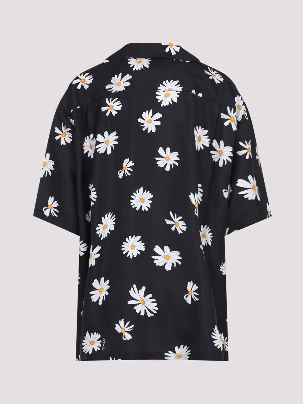Moschino Floral Print Silk Shirt In Black