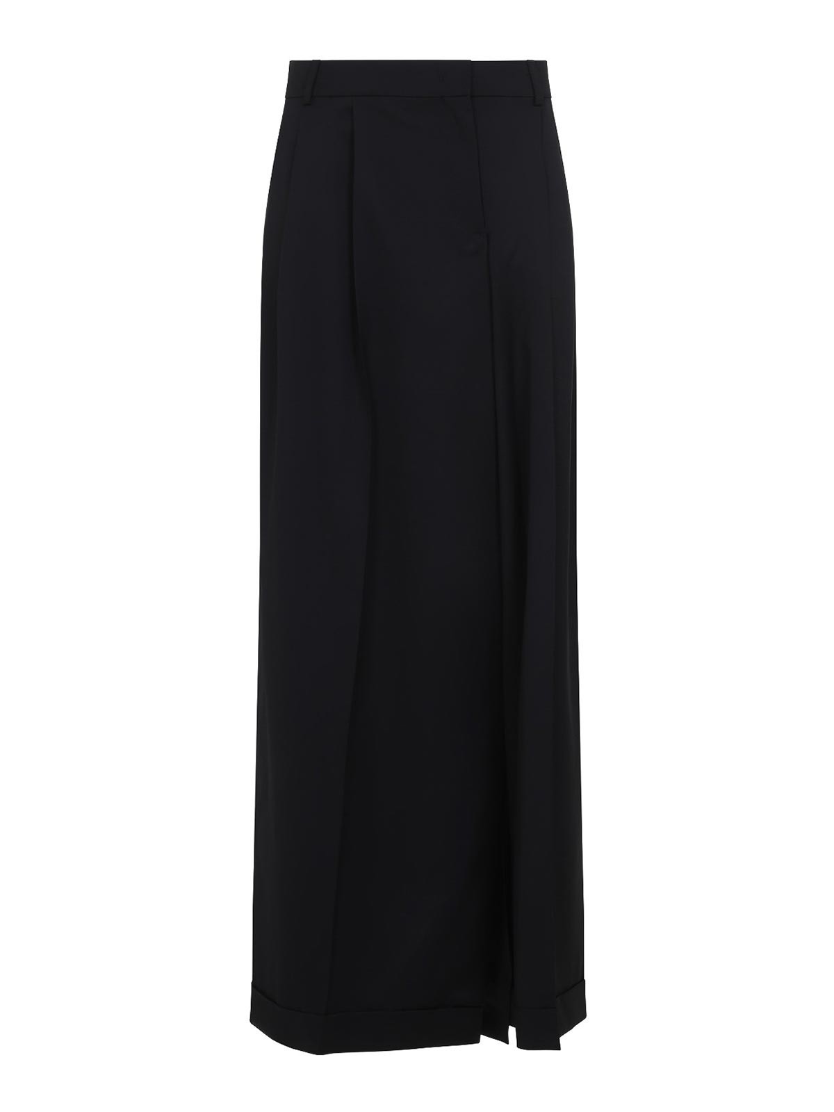 Moschino High-waisted Black Maxi Skirt With Pleated Design In Black