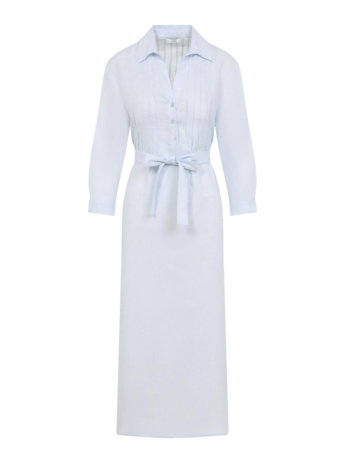 Peserico Chemisier Linen Midi Shirt Dress In Blue