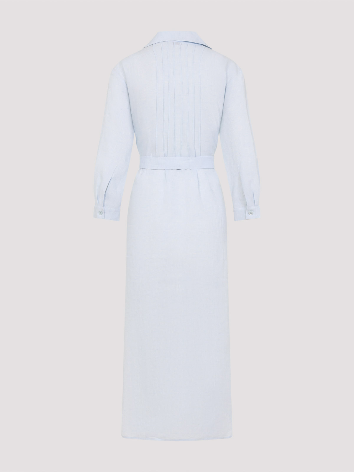 Peserico Chemisier Linen Midi Shirt Dress In Blue