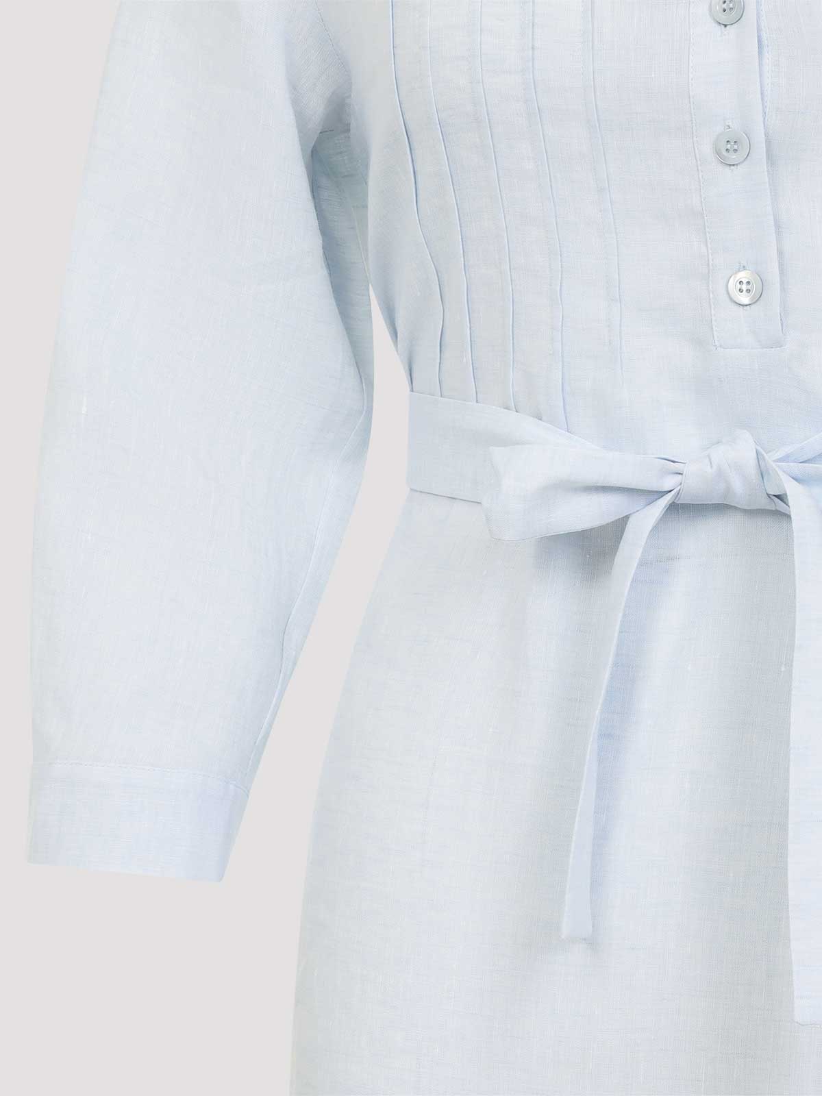 Peserico Chemisier Linen Midi Shirt Dress In Blue