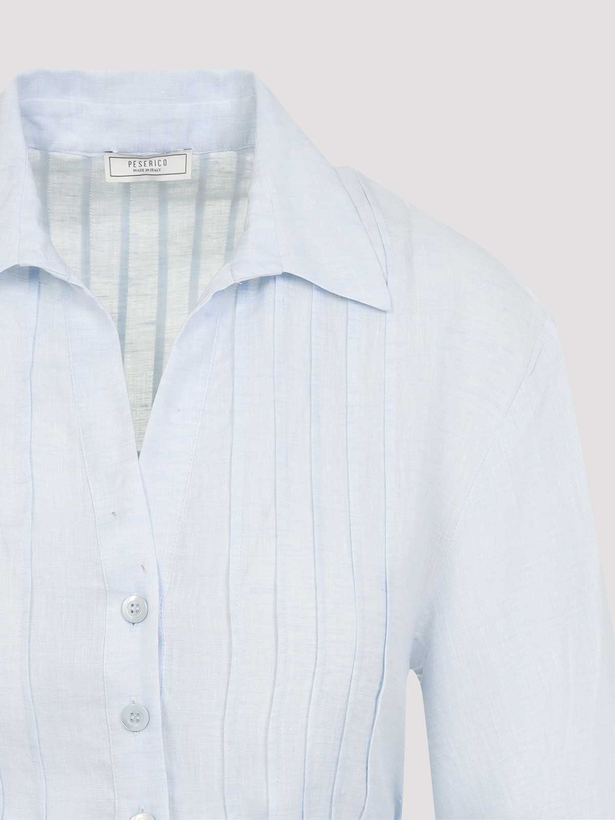 Peserico Chemisier Linen Midi Shirt Dress In Blue