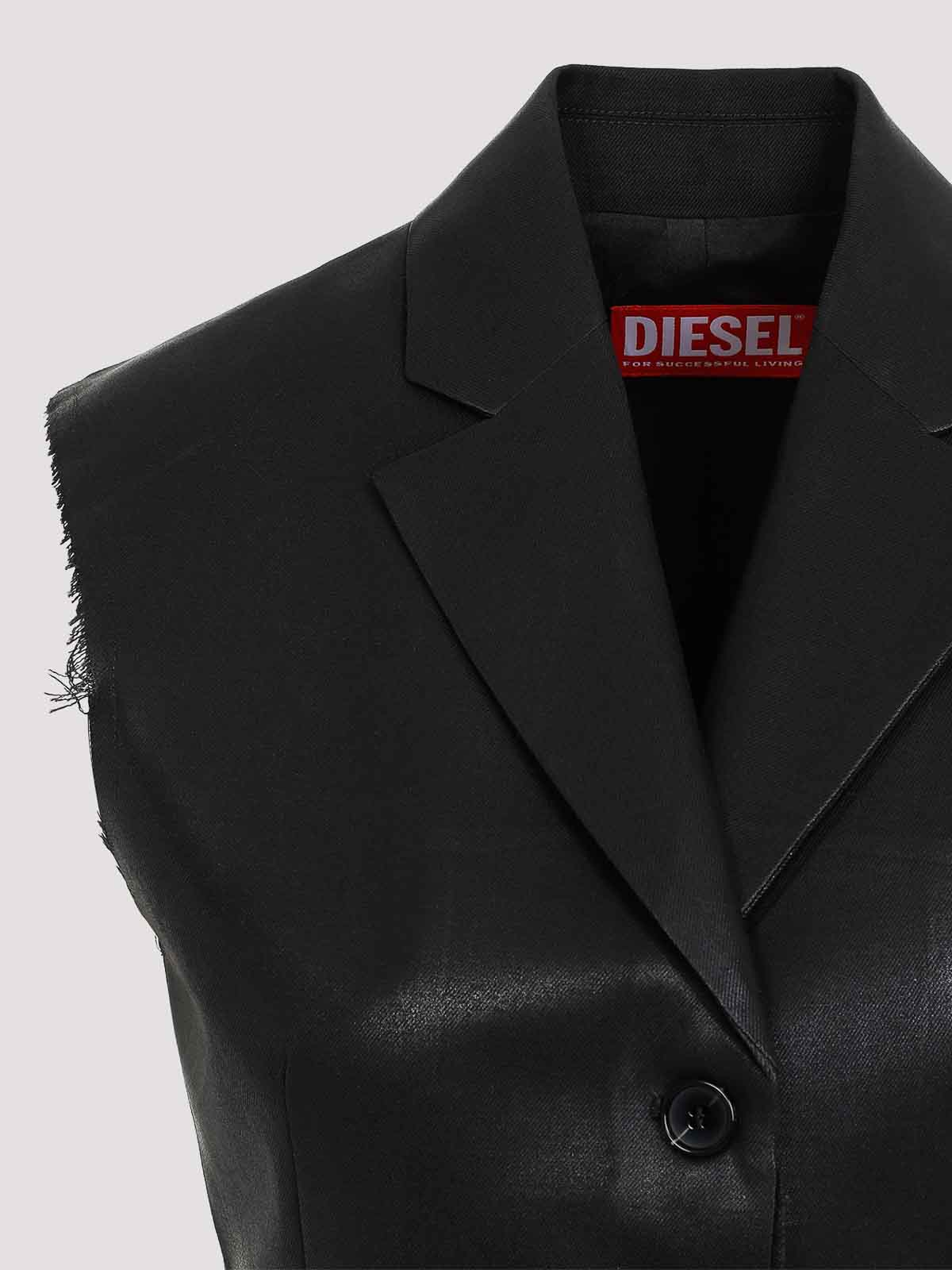 Diesel Chic Waistcoat With Luxurious Polyester And Virgin Wool Blend And Trendy Frayed Edges In Black