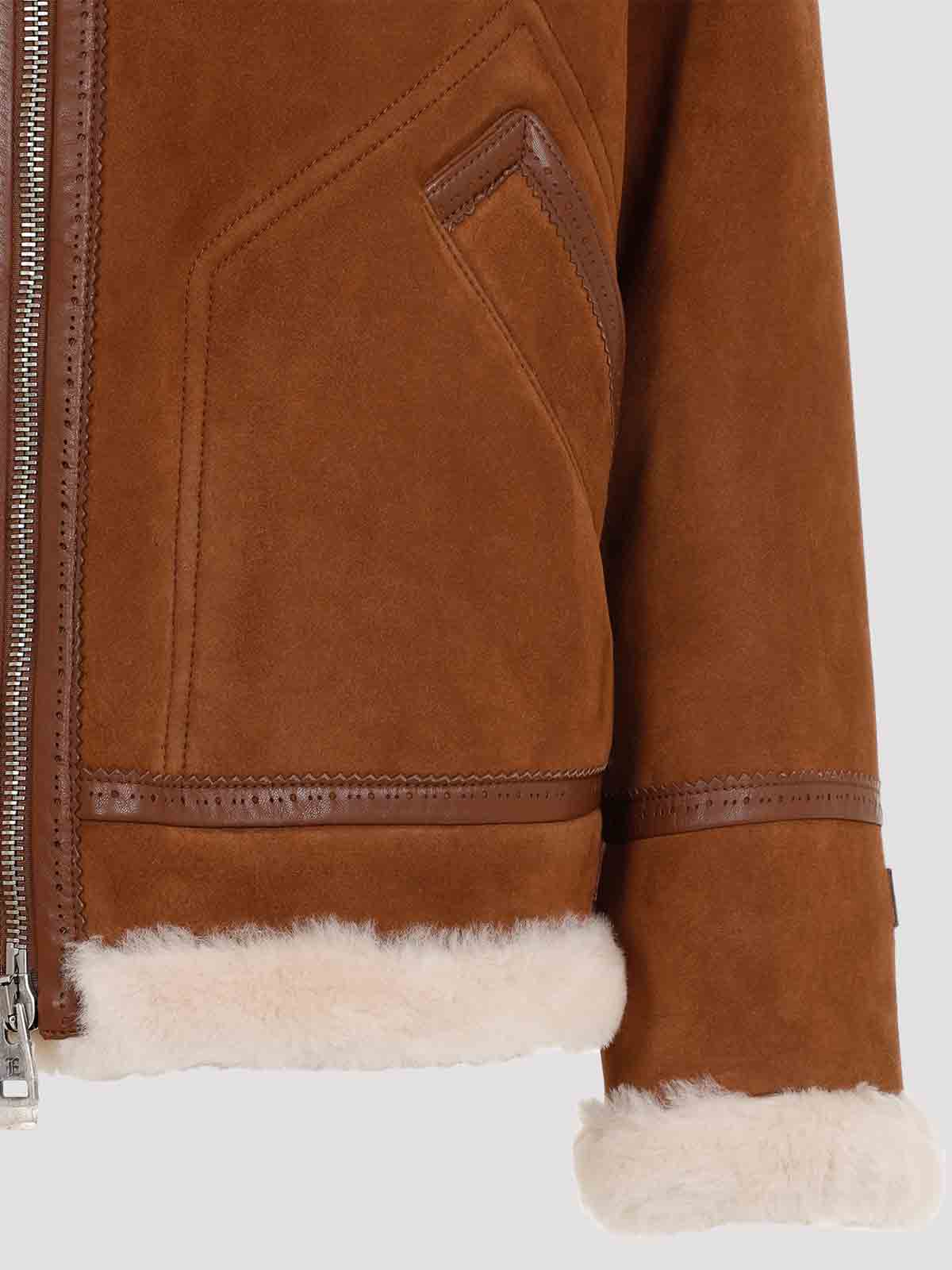 Ermanno Scervino Shearling Coat In Brown