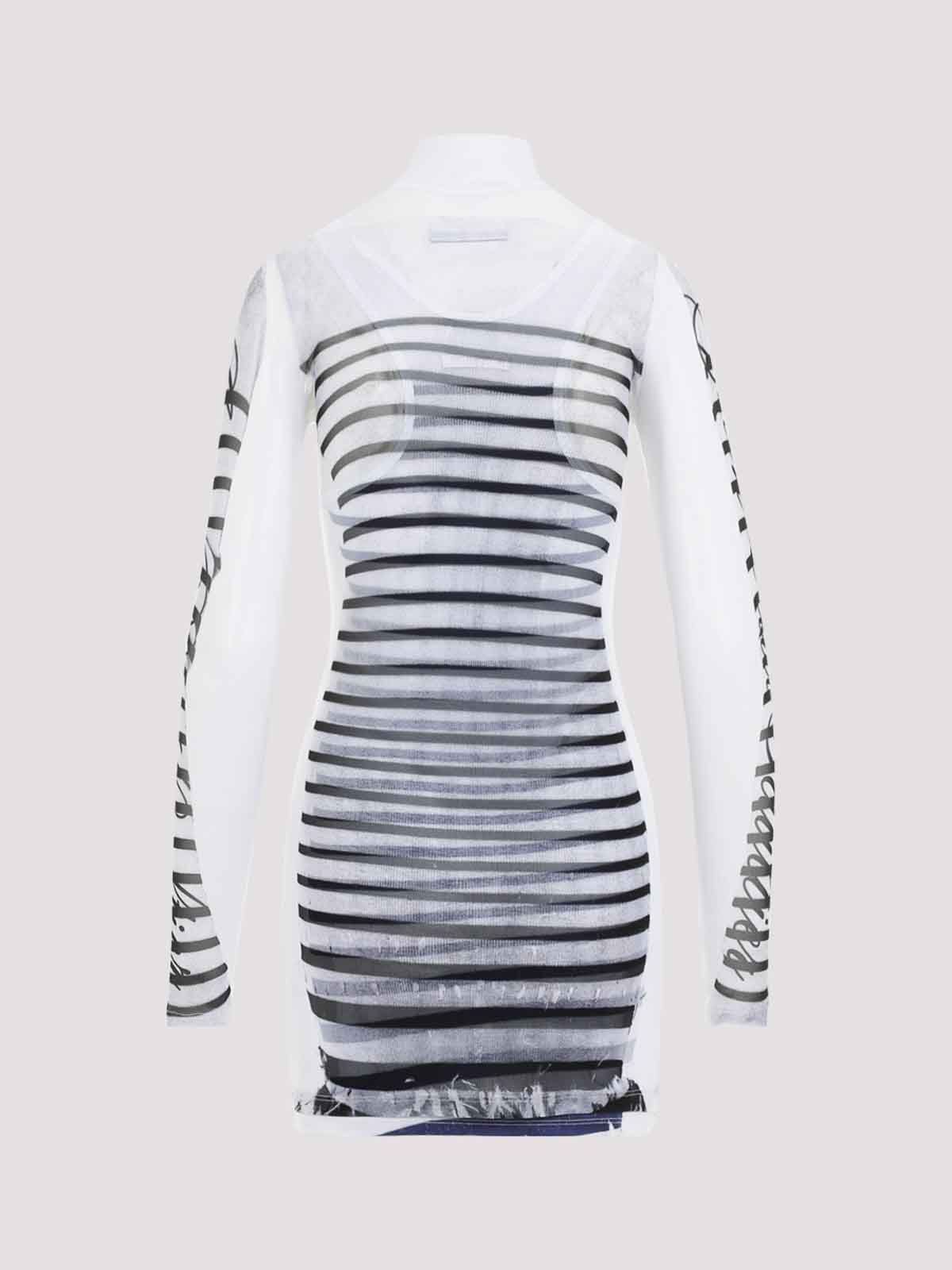 Jean Paul Gaultier Double Layer Mini Dress With Marinière Print In Neutral