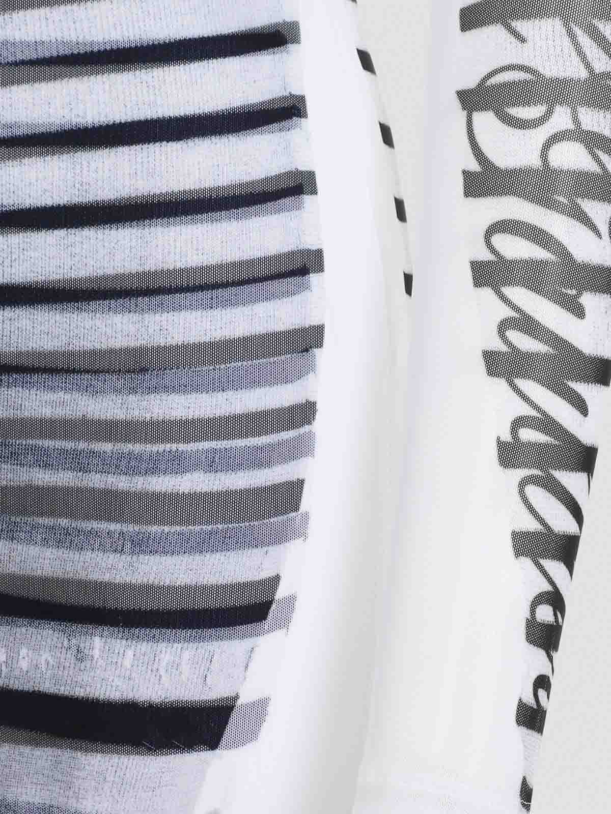 Jean Paul Gaultier Double Layer Mini Dress With Marinière Print In Neutral
