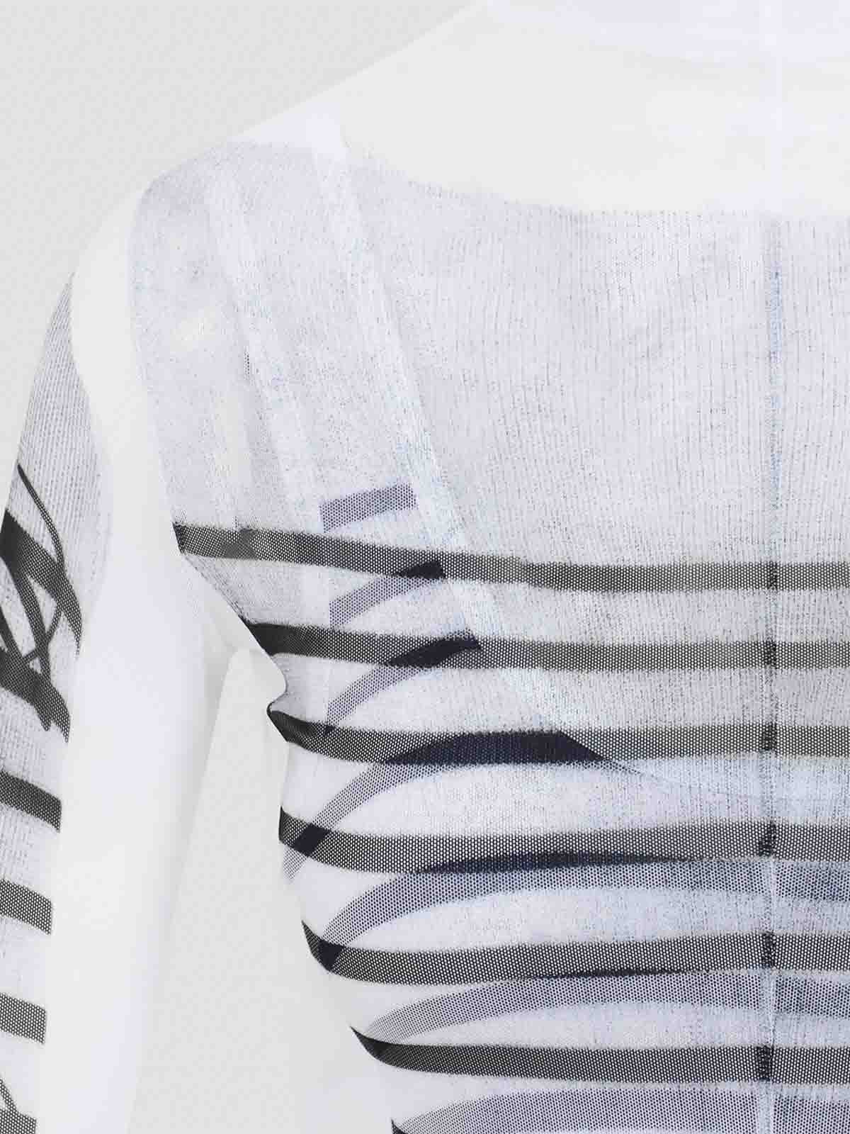 Jean Paul Gaultier Double Layer Mini Dress With Marinière Print In Neutral