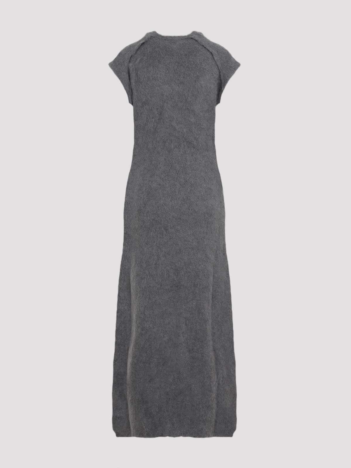 Jil Sander Long Dress With Cap Sleeves And Wool Blend In Gray