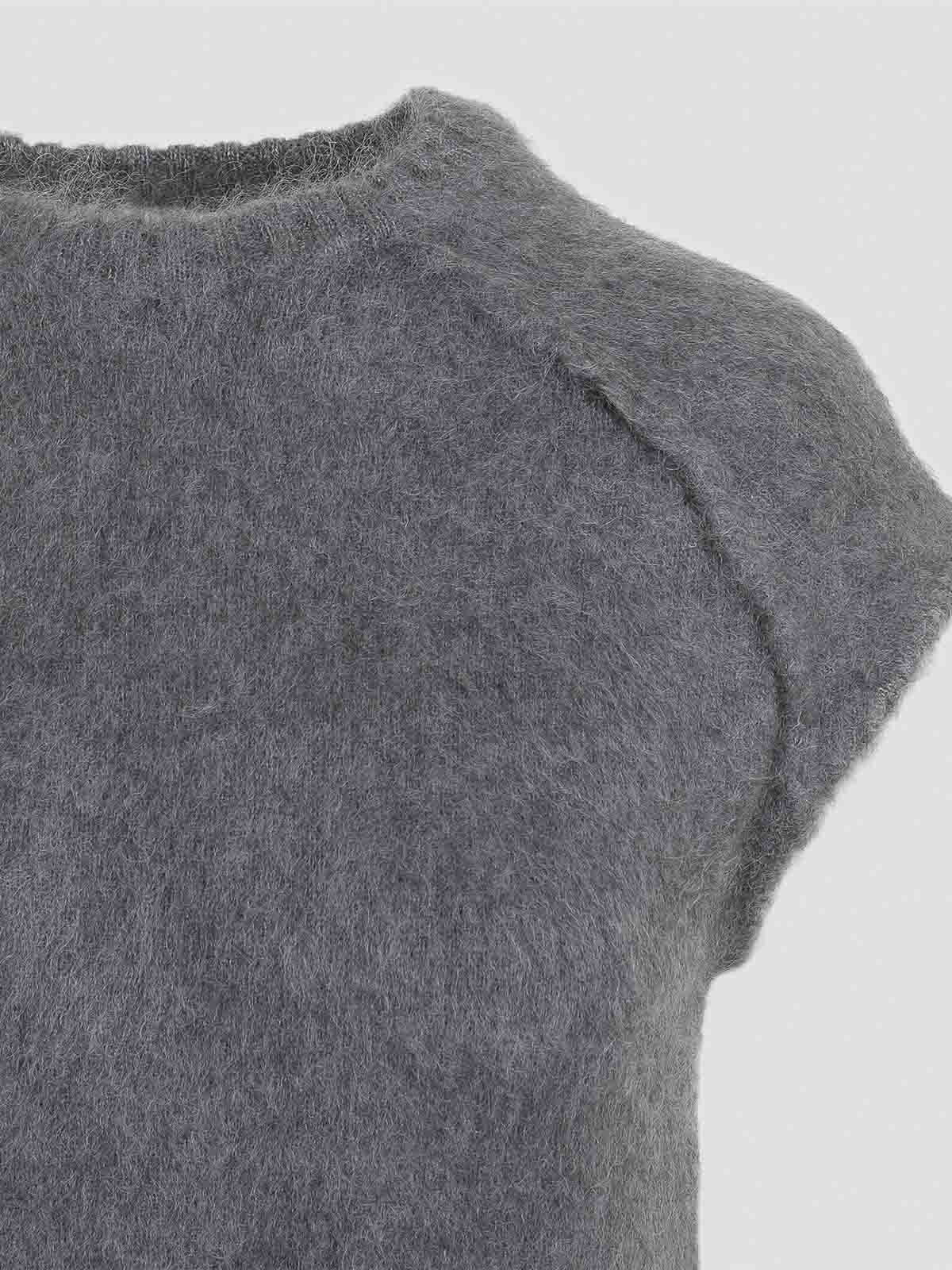 Jil Sander Long Dress With Cap Sleeves And Wool Blend In Gray
