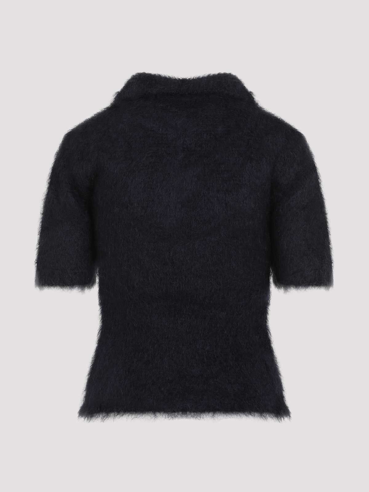 Marni Fuzzy Short Sleeve Sweater In Black