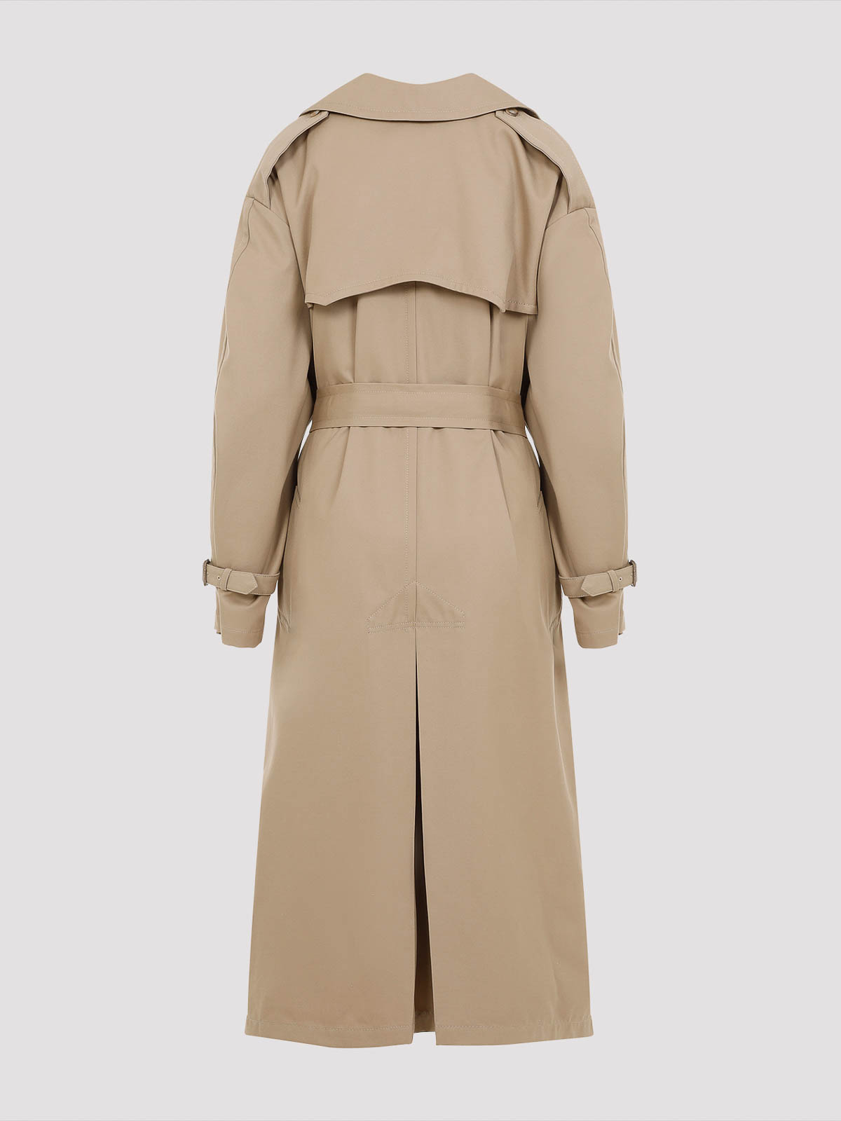 Moschino Cotton Blend Gabardine Long Trench Coat In Neutral