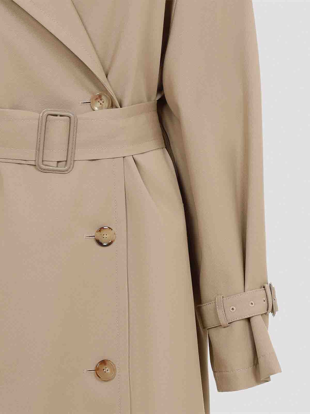 Moschino Cotton Blend Gabardine Long Trench Coat In Neutral
