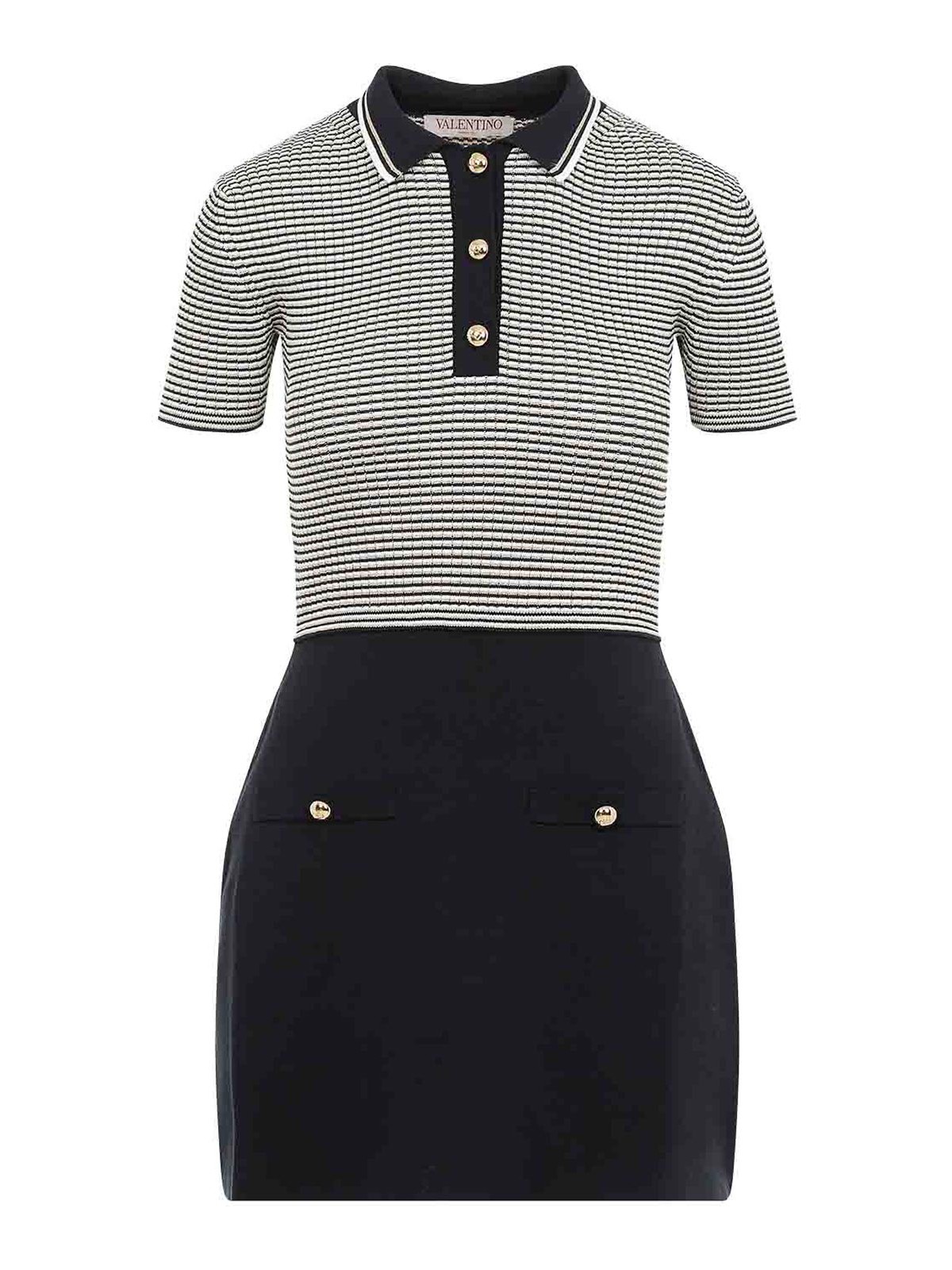 Valentino Multicolor Cotton Mini Dress In Gray