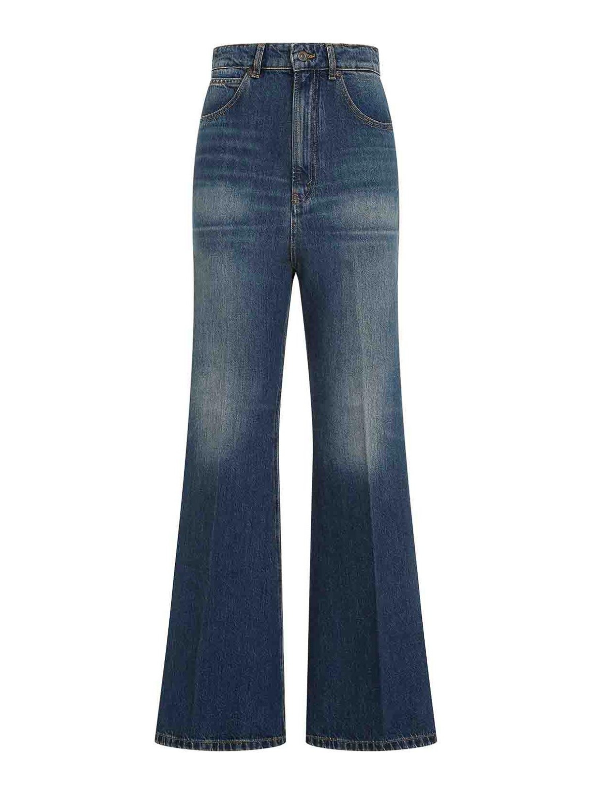 Victoria Beckham Wide Leg Kick Jeans Women In Blue