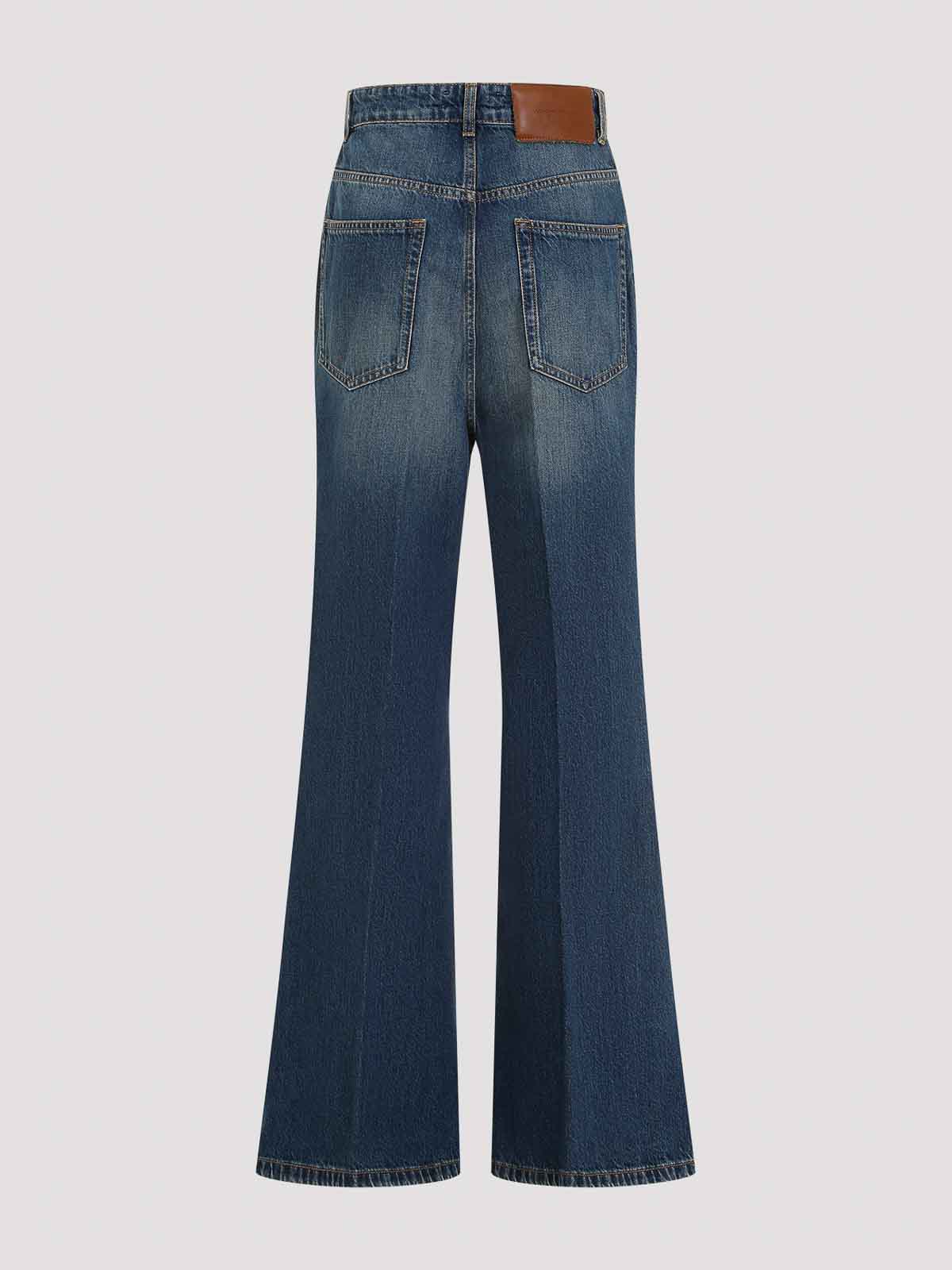Victoria Beckham Wide Leg Kick Jeans Women In Blue