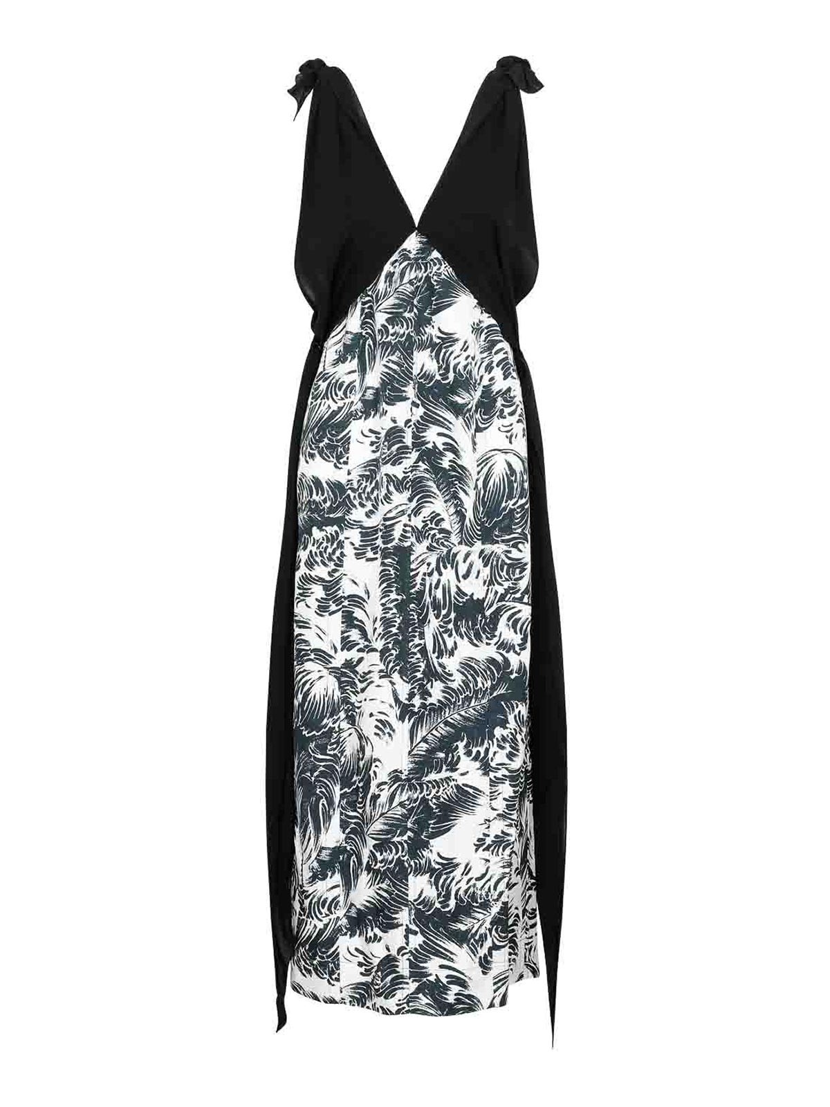 Bottega Veneta Elegant Silk Long Dress For Women In Black In Multi