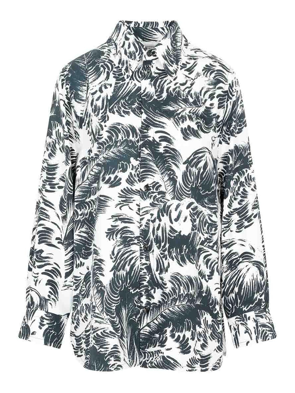 Bottega Veneta Multicolor Printed Silk Shirt In Blue