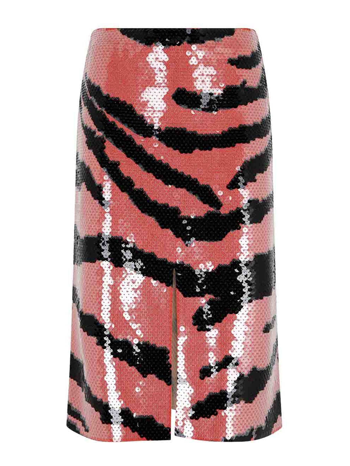 Bottega Veneta Multicolor Embellished Viscose Skirt In Animal Print