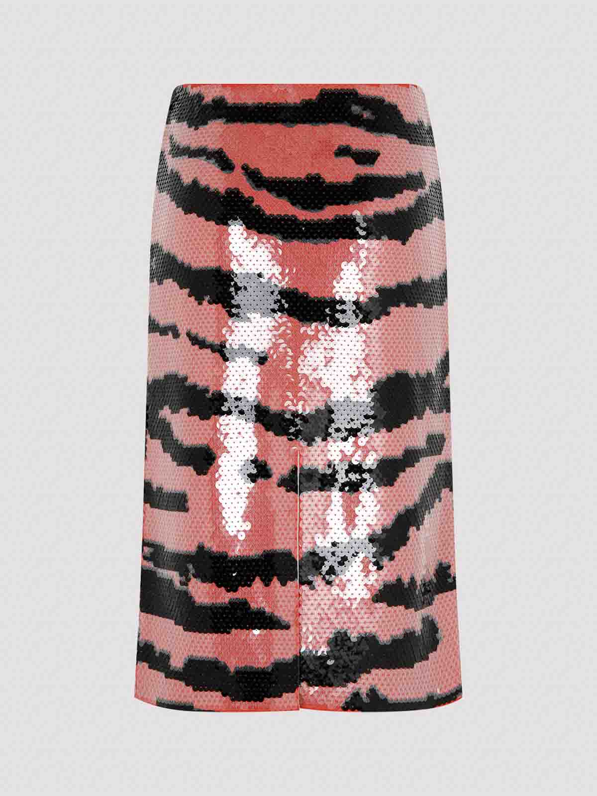 Bottega Veneta Multicolor Embellished Viscose Skirt In Animal Print