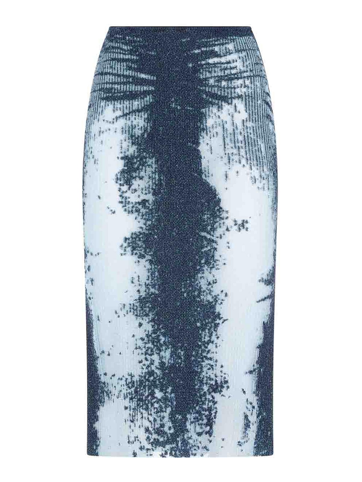 Diesel Blue Midi Skirt In Devor Metallic Knit In Blue