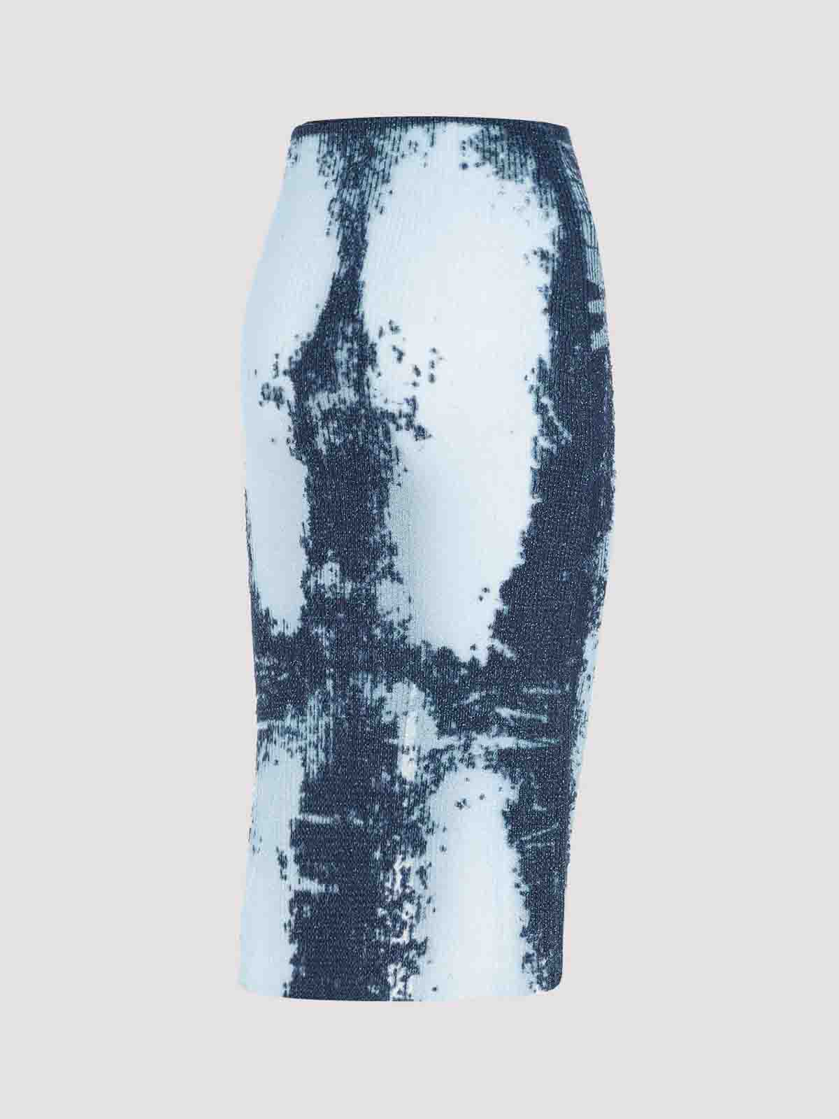 Diesel Blue Midi Skirt In Devor Metallic Knit In Blue