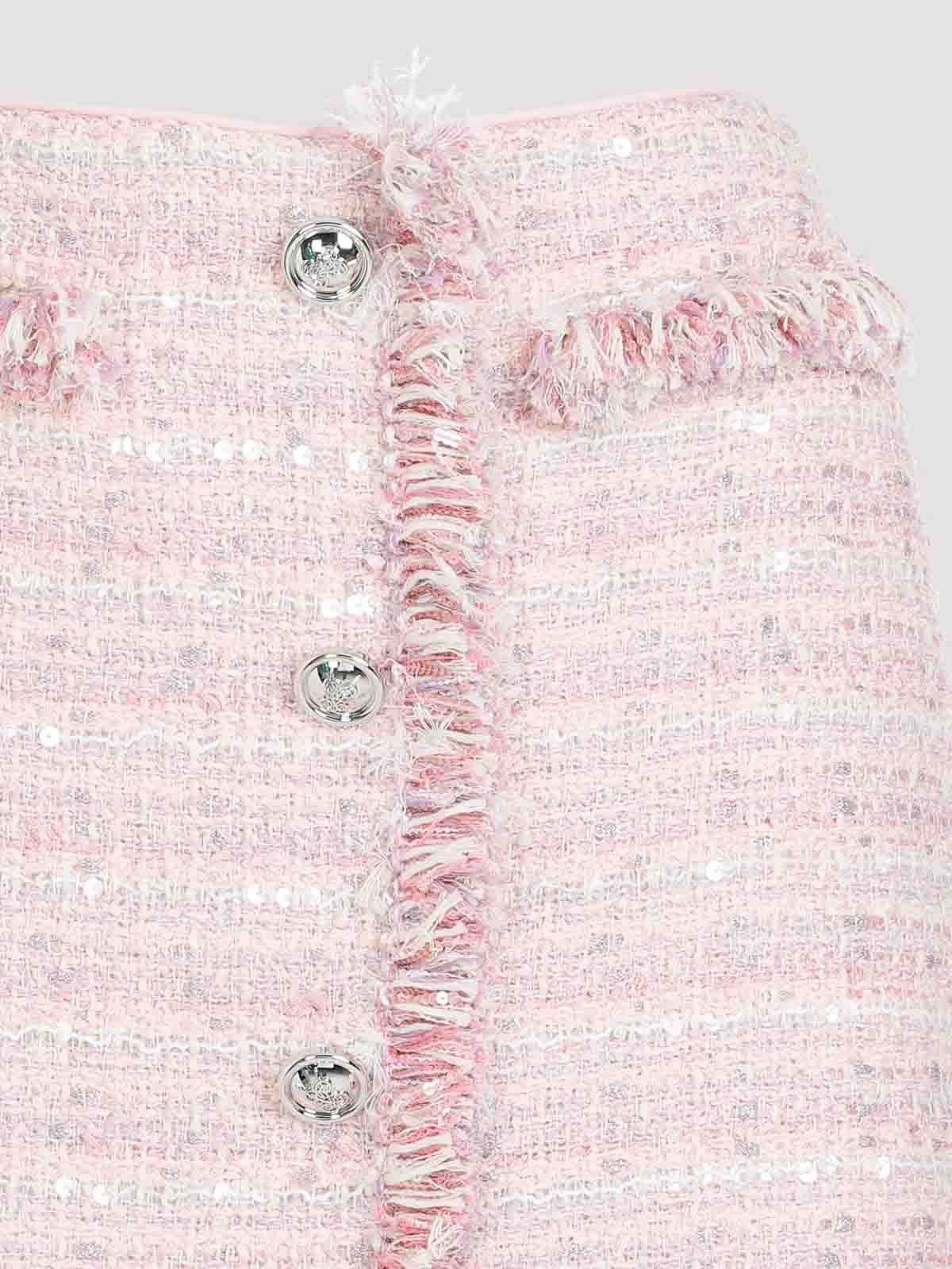 Giambattista Valli Boucle Mini Skirt Sequin Embellishments In Pink