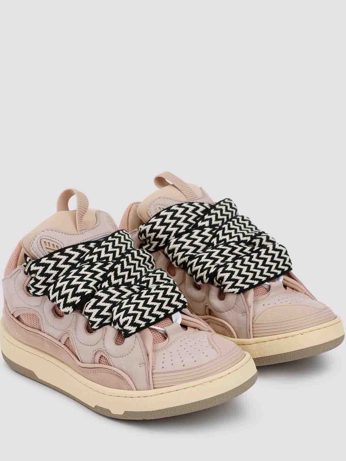 Lanvin Leather Curb Sneakers In Pink