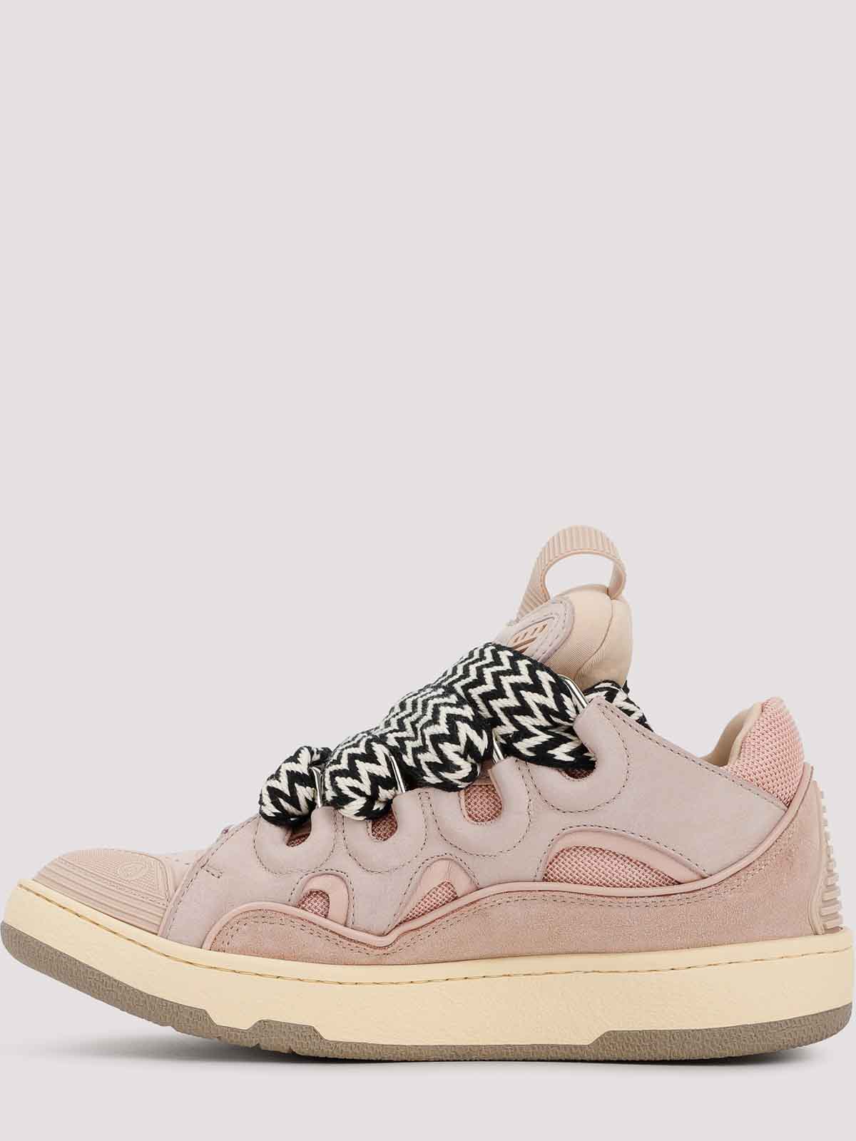 Lanvin Leather Curb Sneakers In Pink