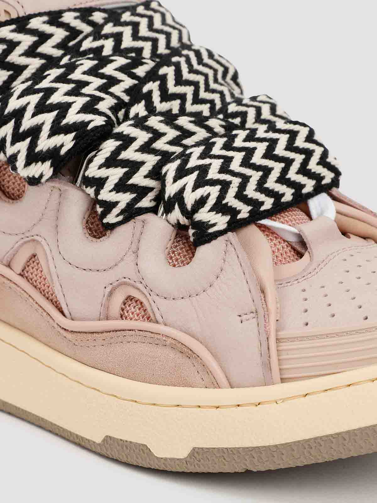 Lanvin Leather Curb Sneakers In Pink
