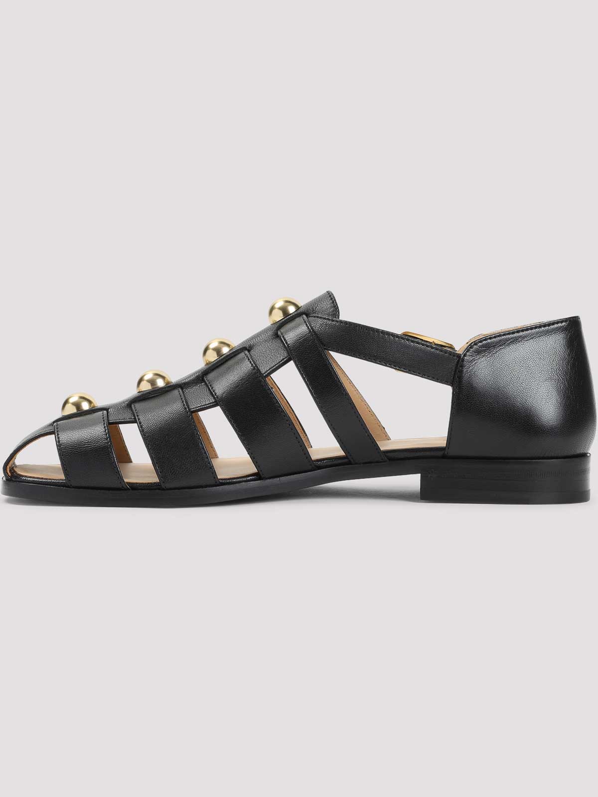 Valentino Studshield Fisherman Sandals In Calf Leather In Black