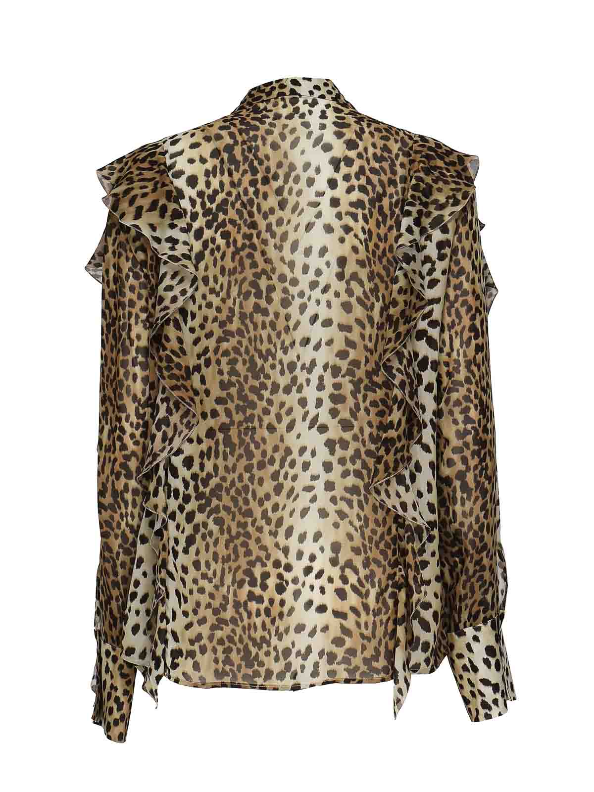 Blumarine Georgette Shirt With Ruffles In Brown