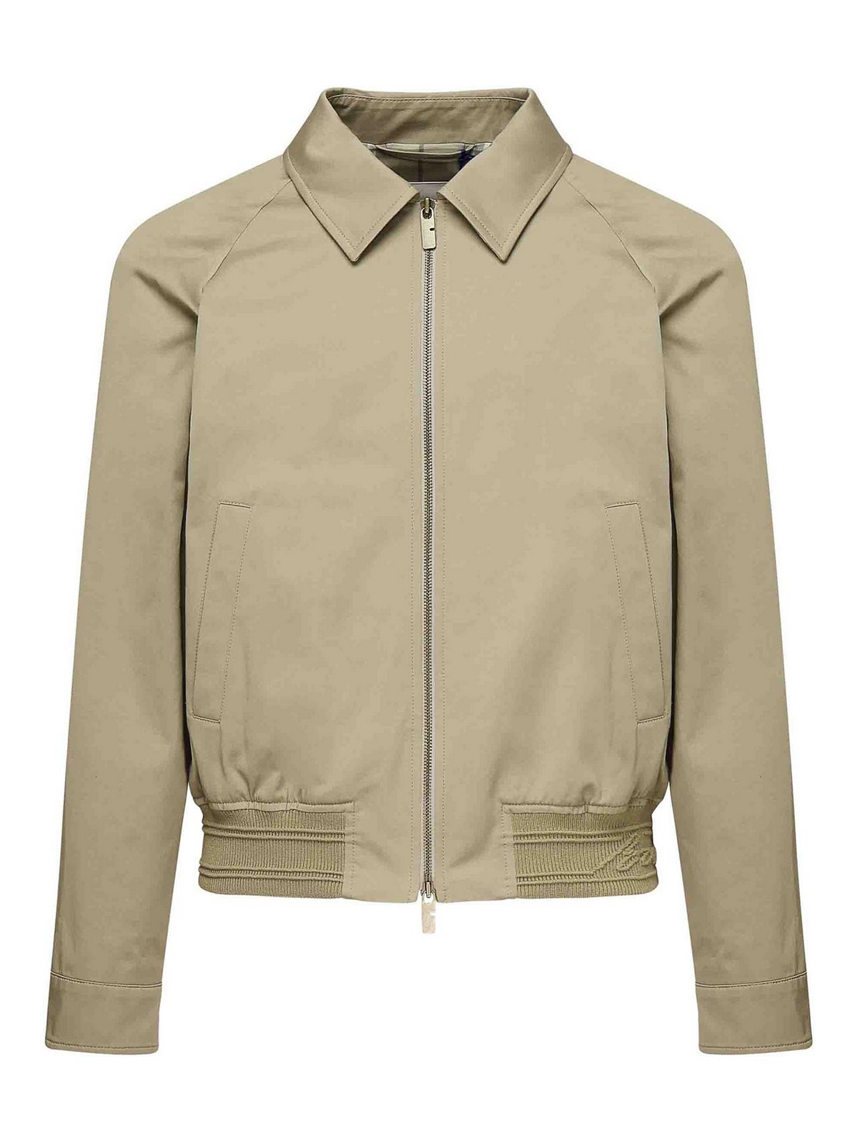 Burberry Cotton Jacket With Collar And Pockets In Neutral