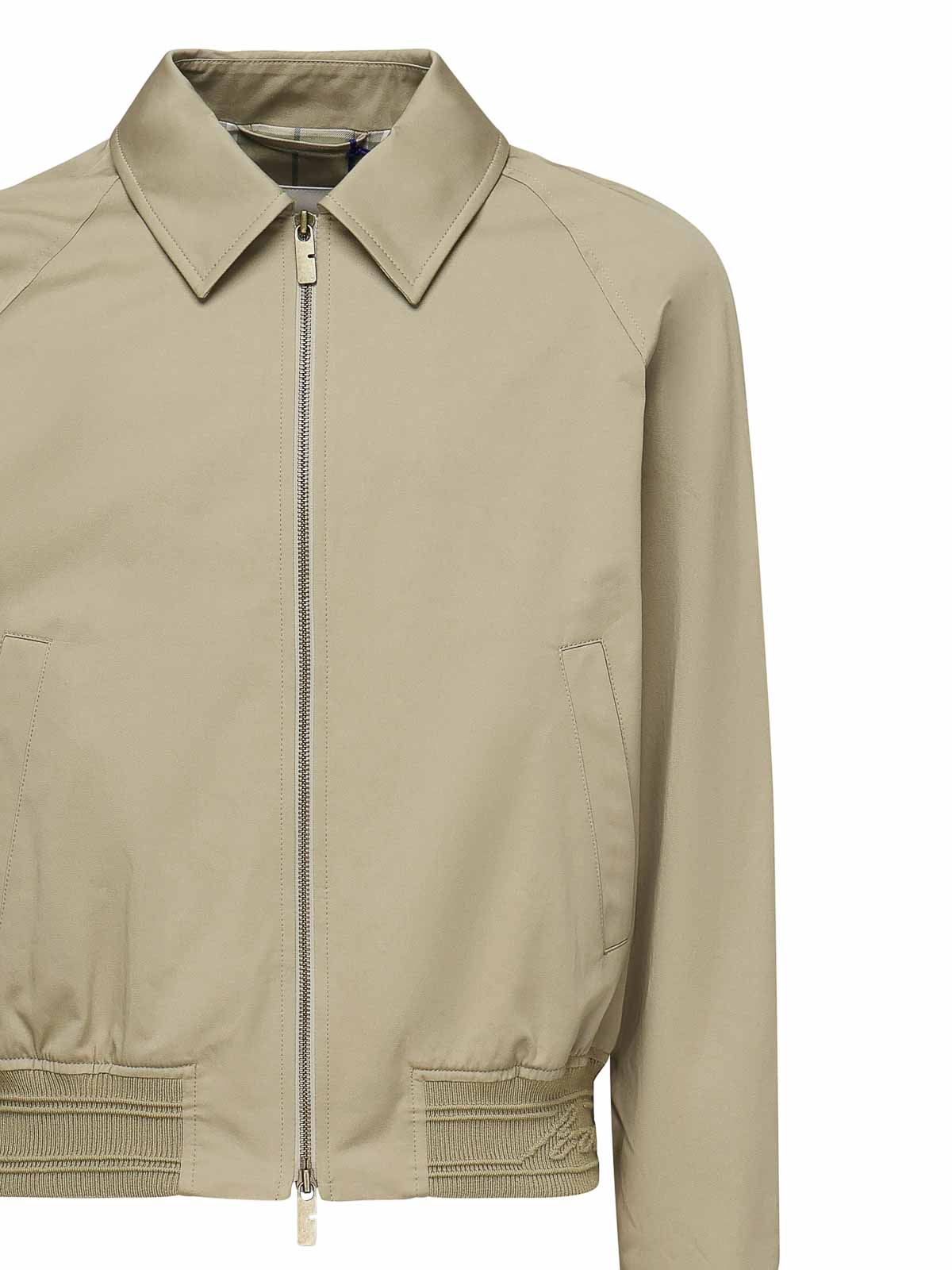 Burberry Cotton Jacket With Collar And Pockets In Neutral