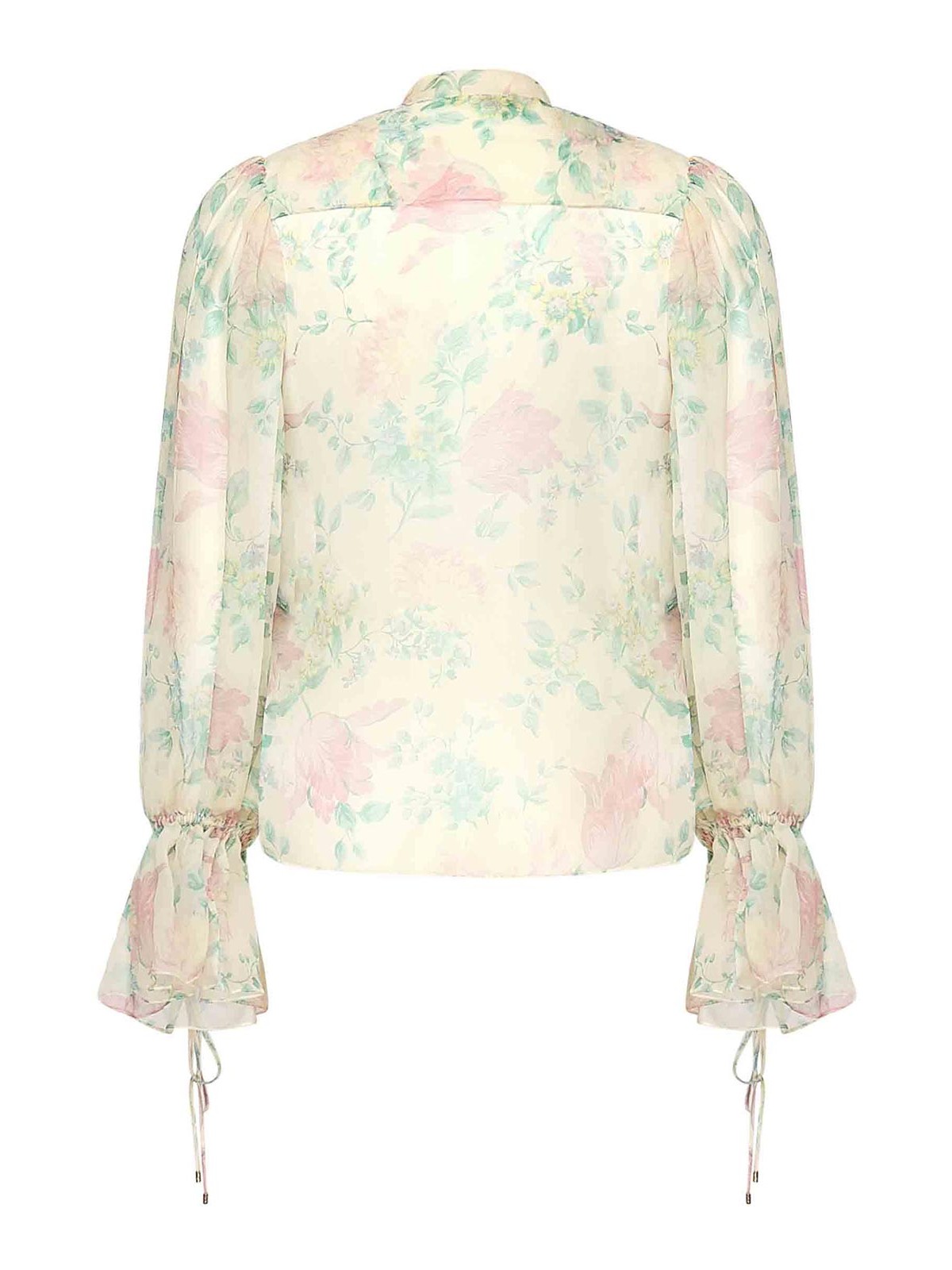 Chloé Peony Print Blouse In Silk Muslin In Sand