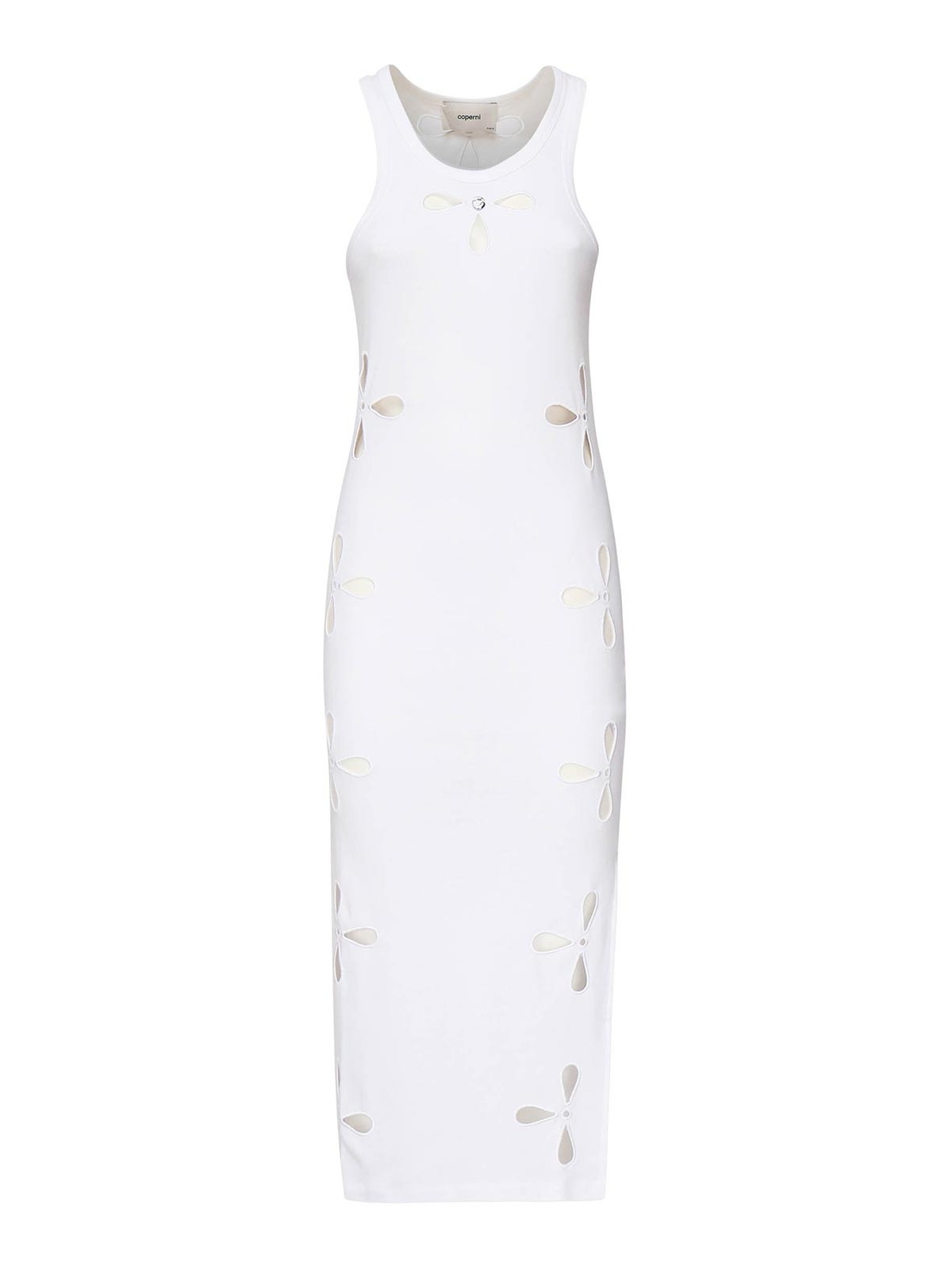 Coperni Petal Embroidered Tank Dress In White