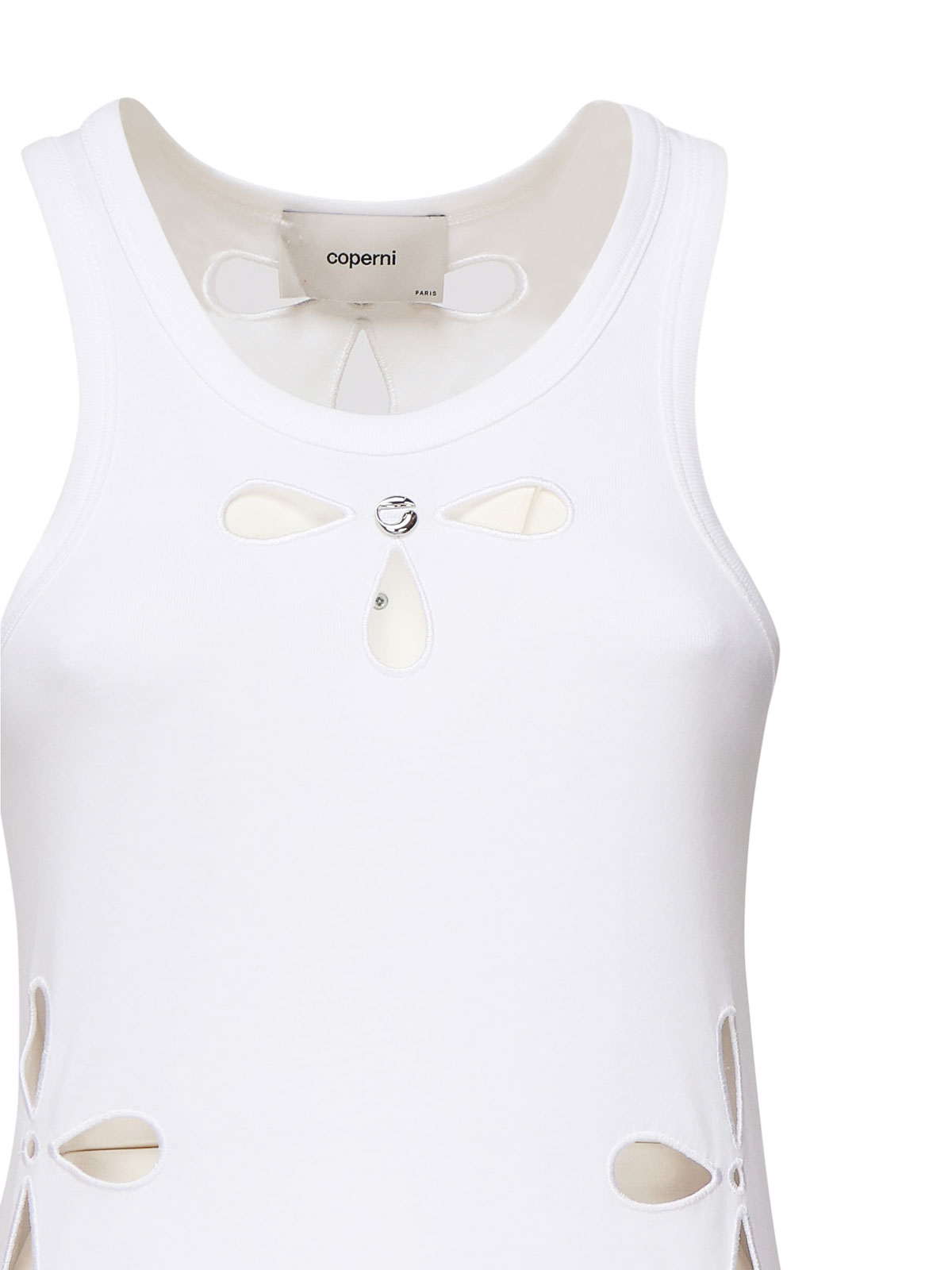 Coperni Petal Embroidered Tank Dress In White
