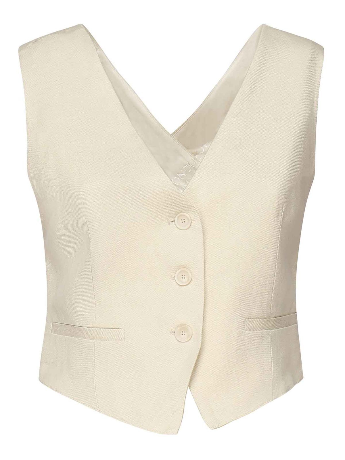 Dondup Viscose And Linen Twill Vest In White