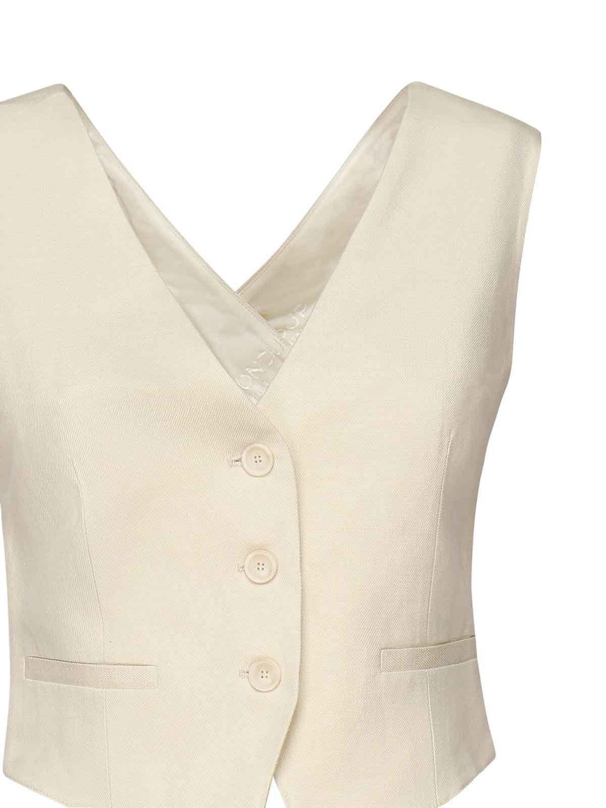 Dondup Viscose And Linen Twill Vest In White