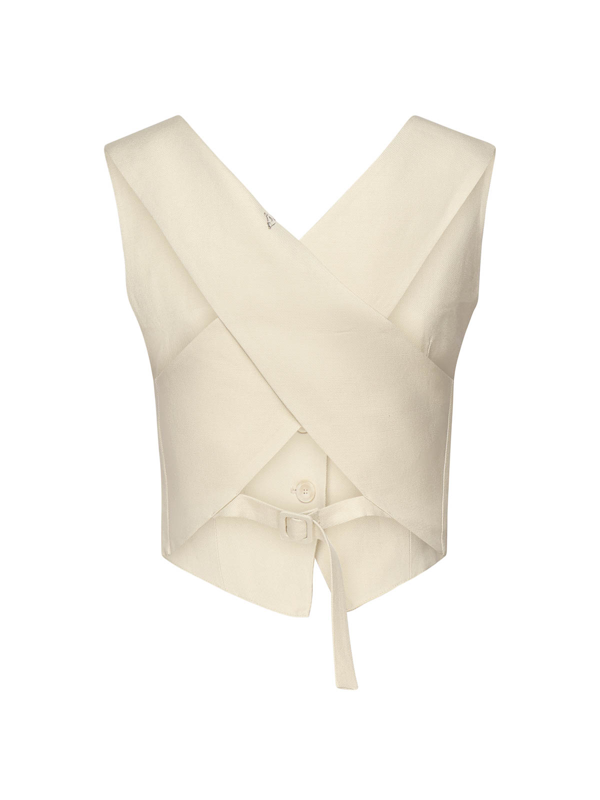 Dondup Viscose And Linen Twill Vest In White