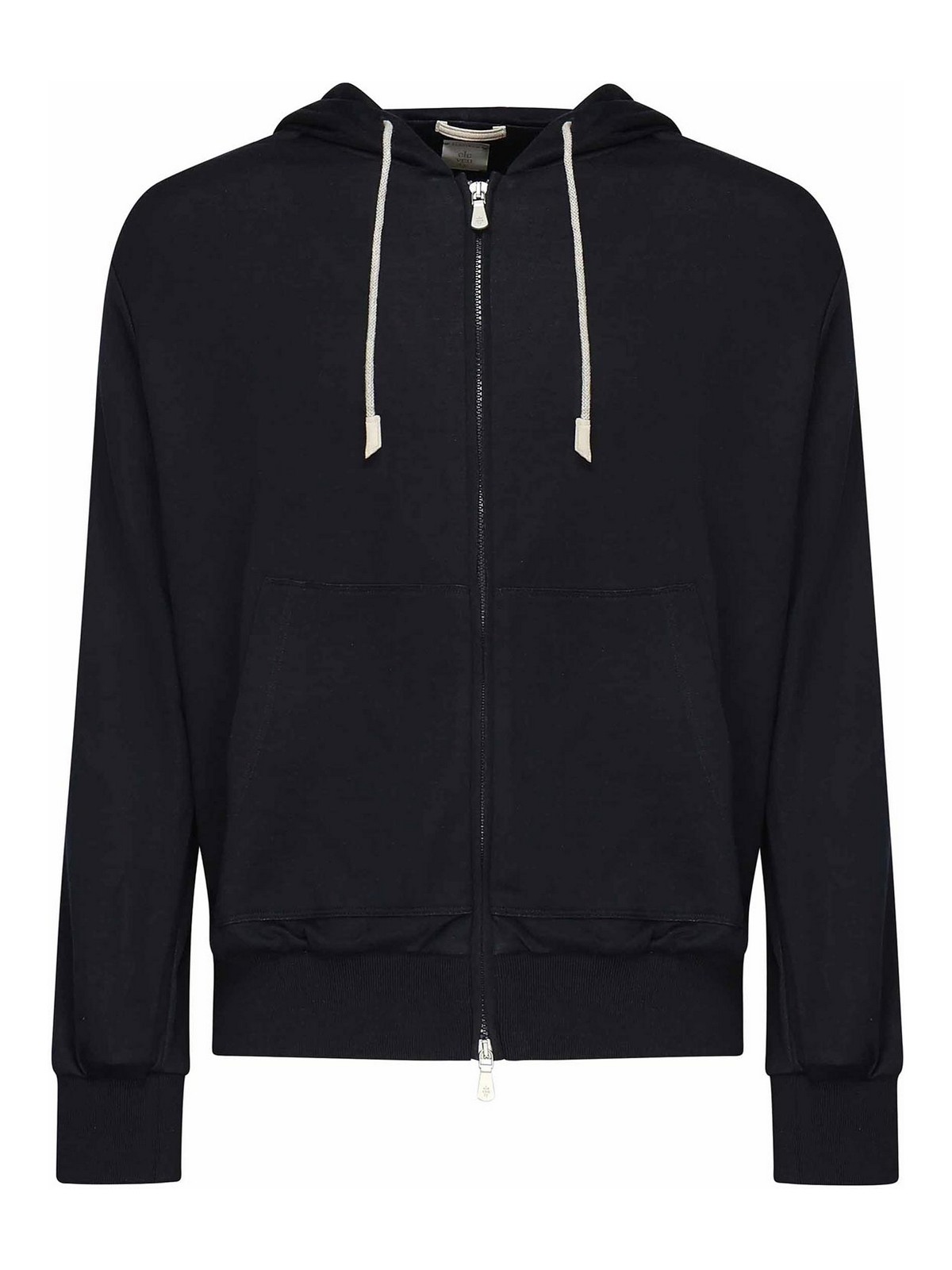 Eleventy Full Zip Silk Cotton Sweatshirt In Blue