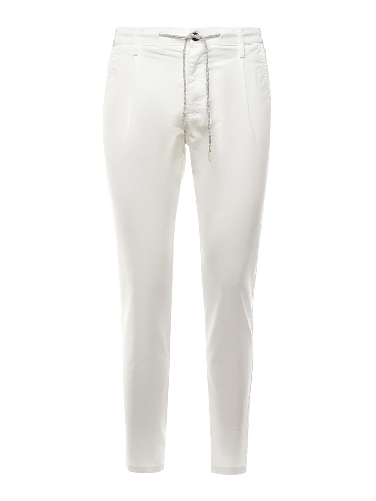 Eleventy Straight Cotton Trousers In White