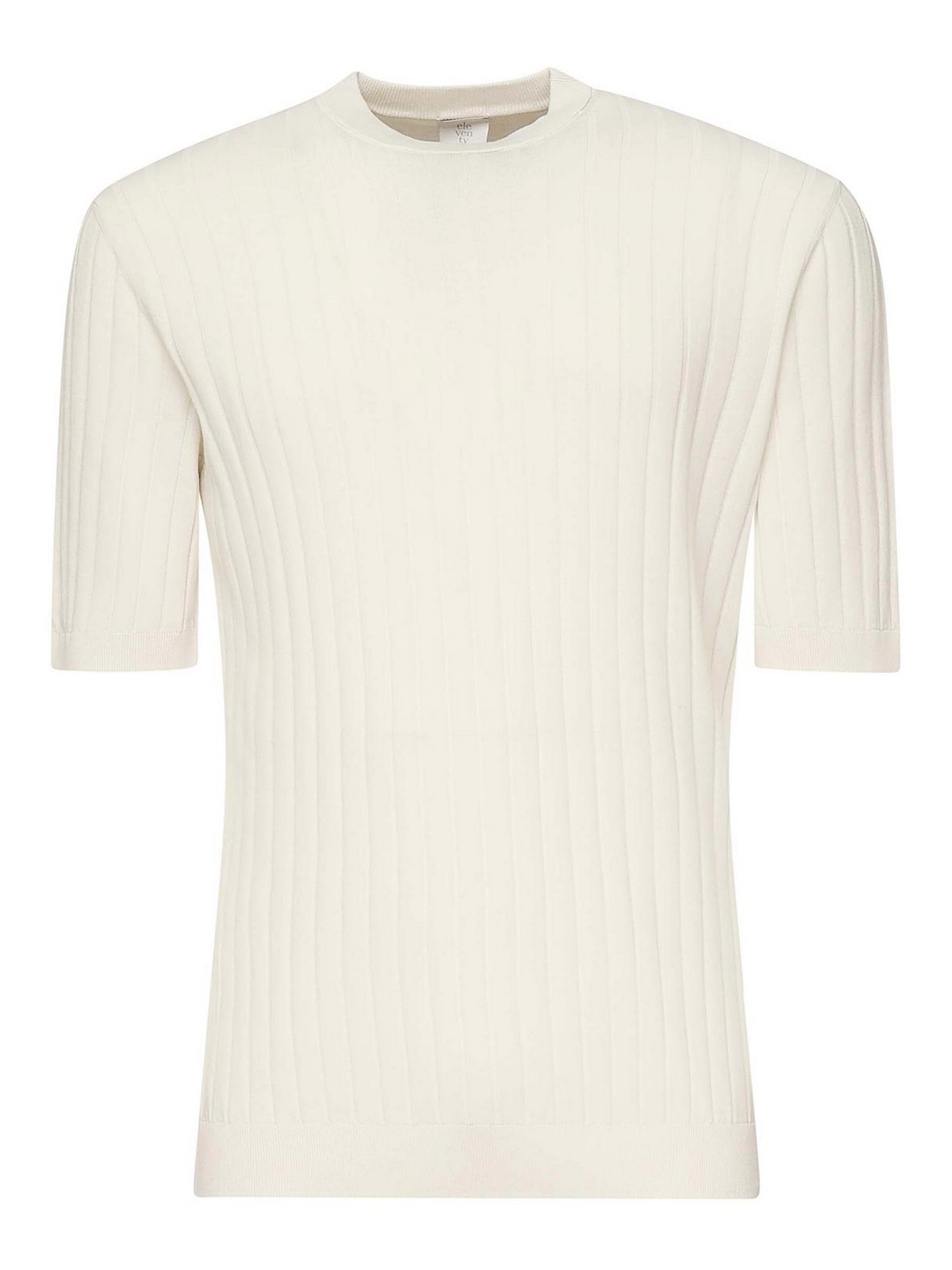 Eleventy Ribbed Crew Neck T-shirt In Sand