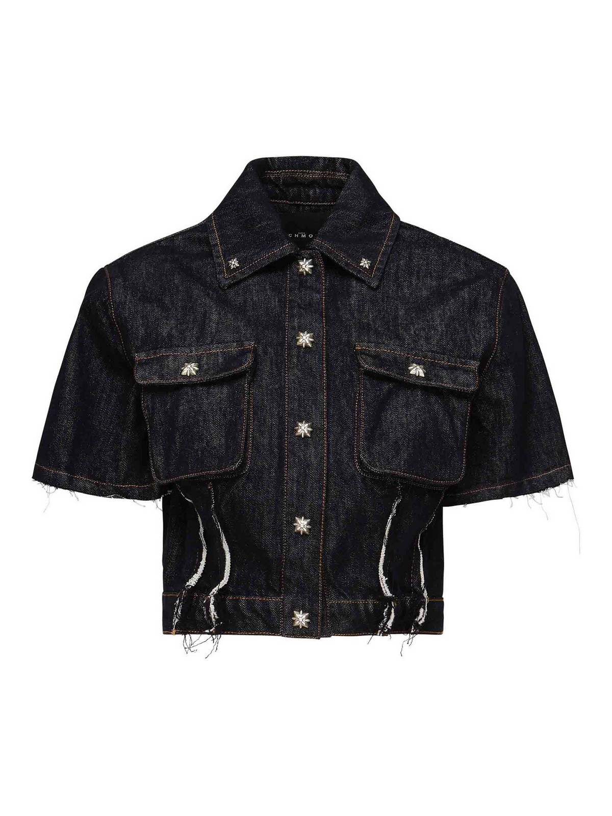 John Richmond Short Denim Shirt In Black