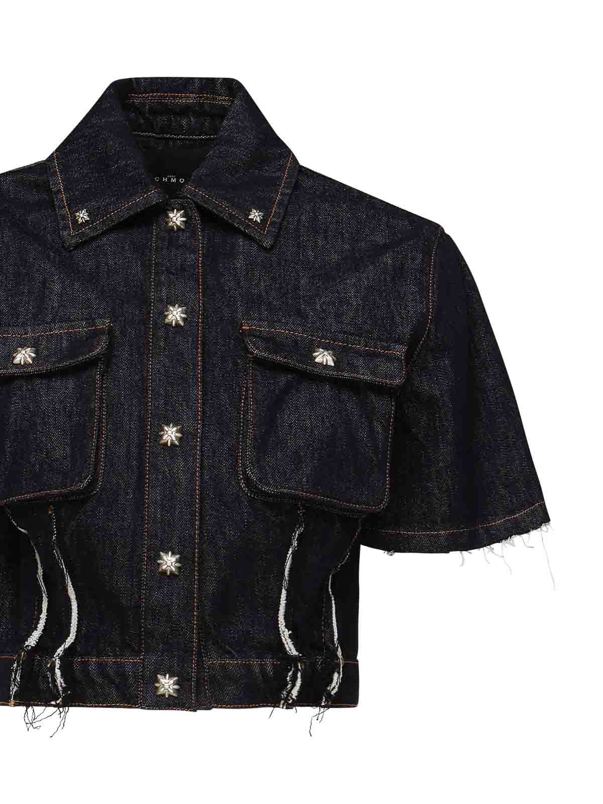 John Richmond Short Denim Shirt In Black