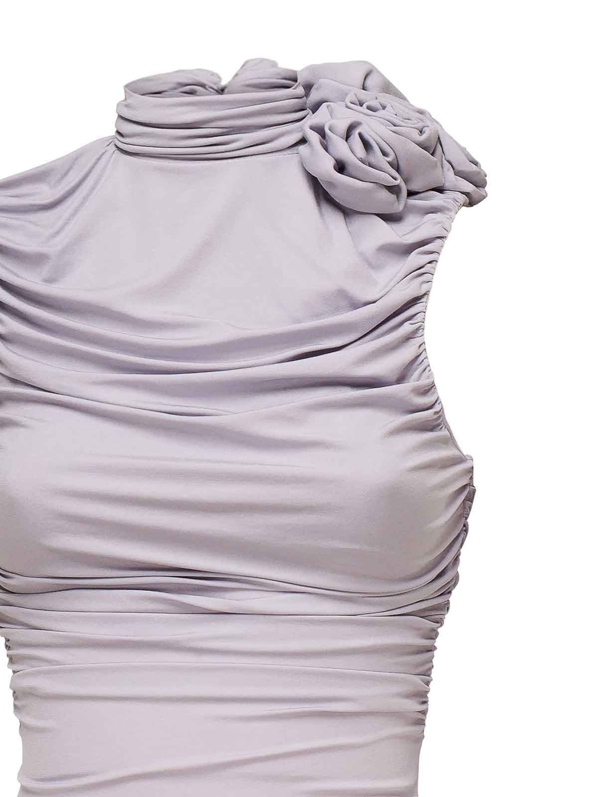 Magda Butrym Ruffled Midi Dress With Turtleneck In Purple