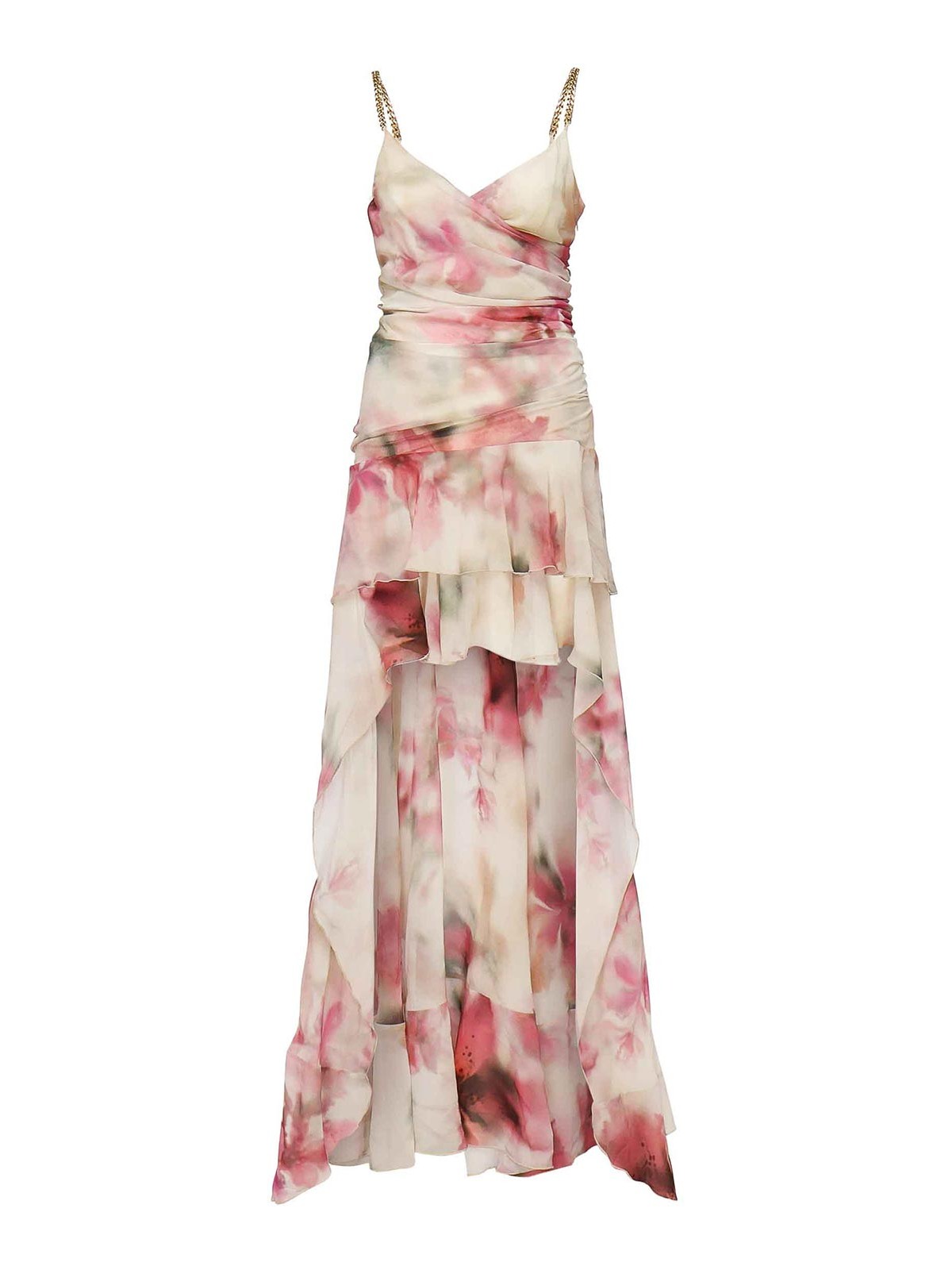 Marciano Long Floral Print Dress In Red