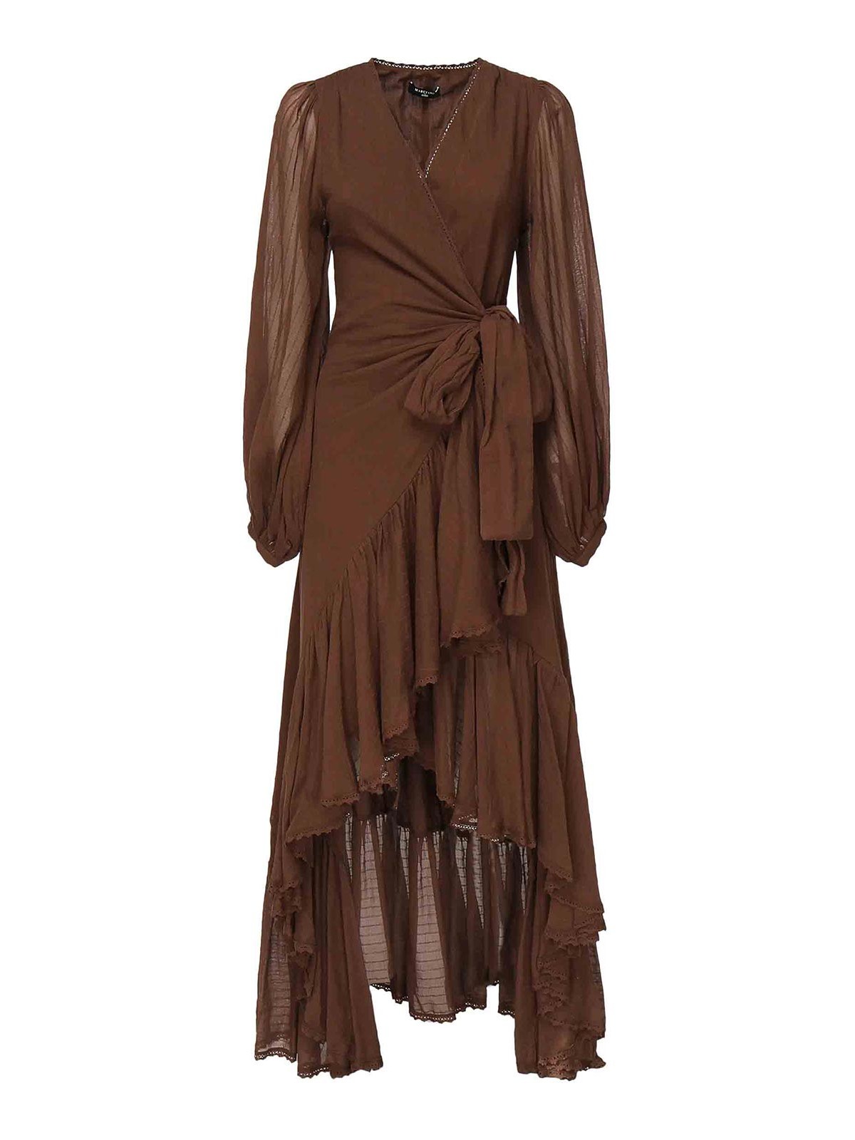 Marciano Elsa Fit And Flare Long Dress In Brown