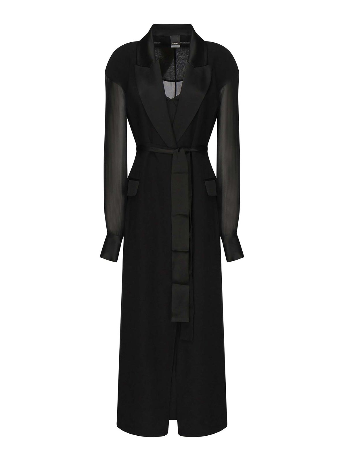 Pinko Robe Manteau Long Dress In Black